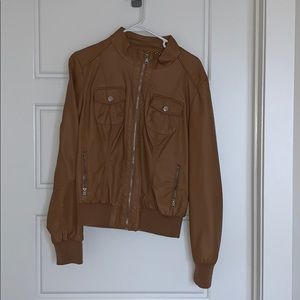 Brown Faux Leather Jacket